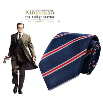 

145*6cm Movie Kingsman Tie The Golden Circle Harry Hart Eggsy Neck Tie Cosplay Costume Striped Necktie Wedding Party Men Gift