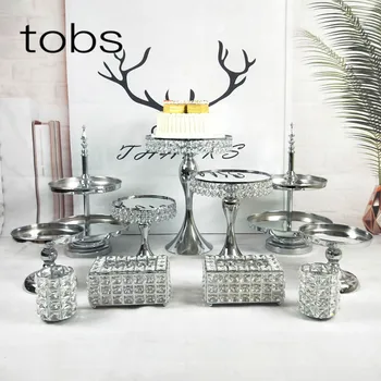 

2 Tier Decoration Tools Supplies Set Tiered Mirror Cupcake Silver Plated Round Fruit Metal Wedding Cake Stand