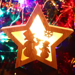 Рождественская деревянная пентаграмма Рождественская светящаяся звезда Рождественская Деревянная звезда 3D Рождественская елка