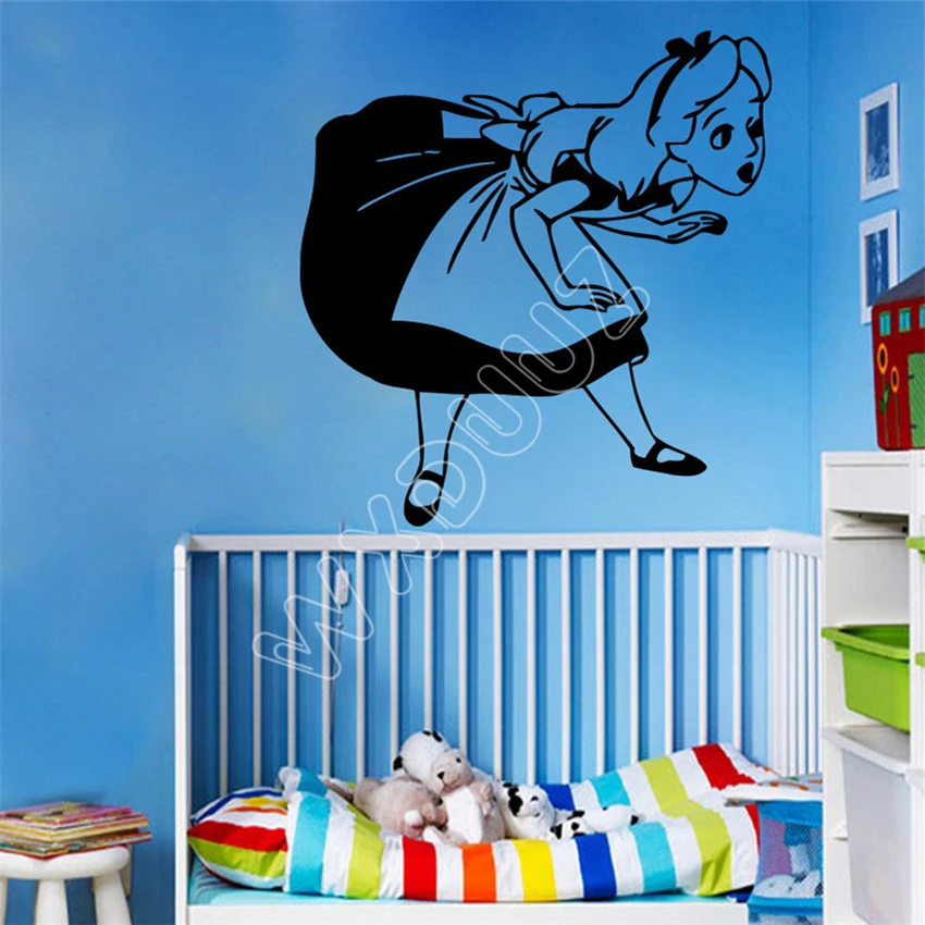 

WXDUUZ Wall Decal Alice In Wonderland Girls Room Vinyl Sticker Nursery Decor Art living room space Vinyl Wall Sticker B396