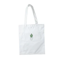 Молнии простой дизайн печати Cactus Для женщин холст Экологичная для шоппинга с ручкой сумка Бакалея Сумки девочек школьная сумочка