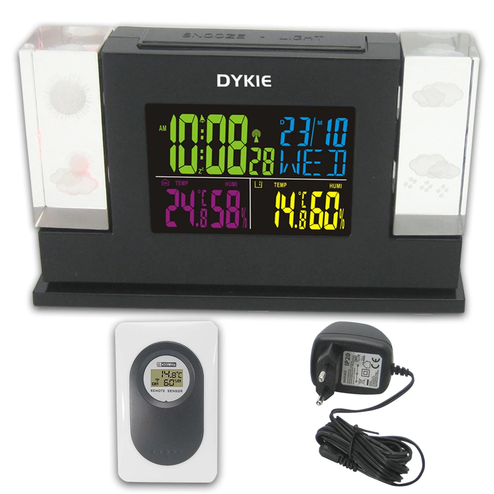 

RF Wireless 433Hz RCC DCF Weather Station Kit Indoor Outdoor Hygro-thermometer Digital Clock Remote Transmitter
