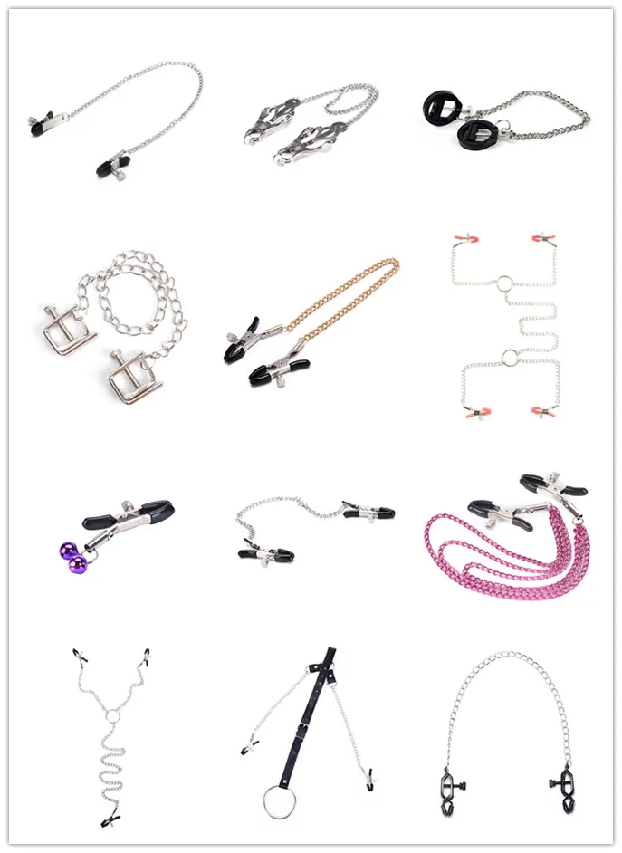 1pc Nipple Clamps With Metal Chain Clips Flirting Teasing Sex Flirt Kit Nipple Clamps Slave Bdsm Exotic Accessories
