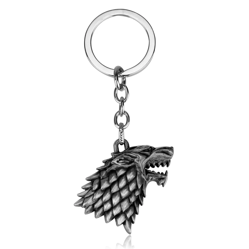 

TV Series Game Of Thrones House Stark Wolf Head Logo Alloy Car Keychain Holder Best Friend Graduation Chirstmas Day Gift