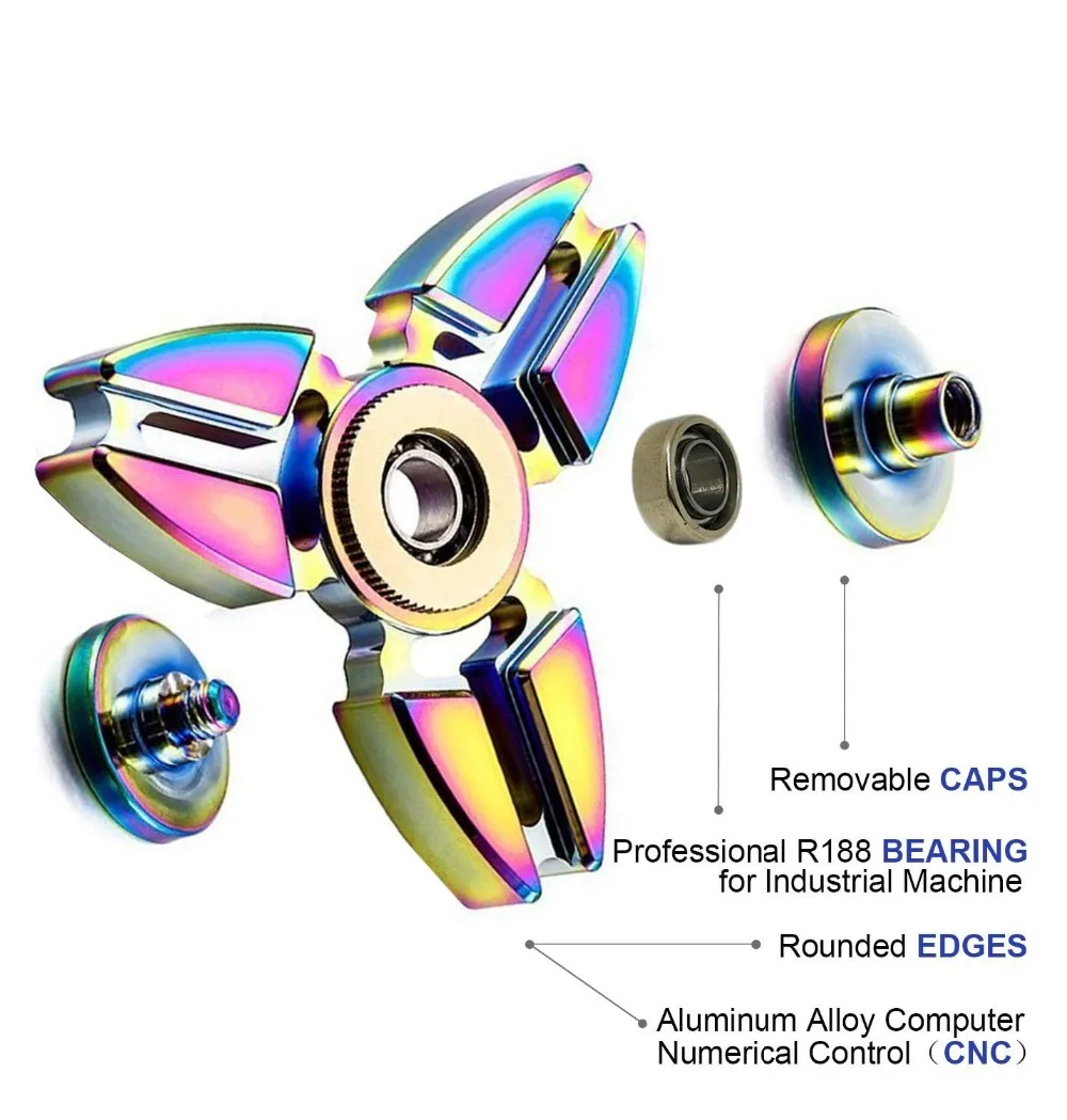 Три фиджет ручной Спиннер светящаяся металлическая пальчиковая фокусная игрушка СДВГ аутизм Дети/взрослый Гиро-Спиннер спиннинг DS159