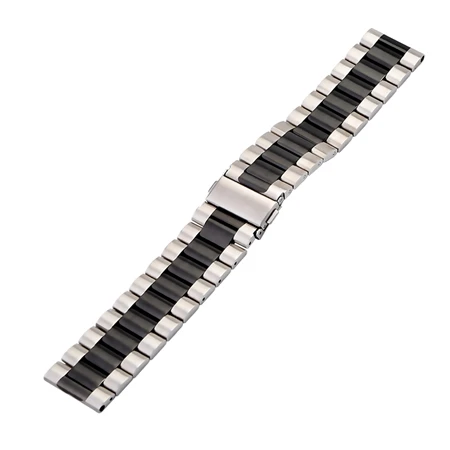 22MM Stainless Metal Strap For Xiaomi Huami Amazfit Stratos 2/2S Smart Watch Band Replaceable Bracelet For Huami Amazfit Pace - Цвет: Silver Black