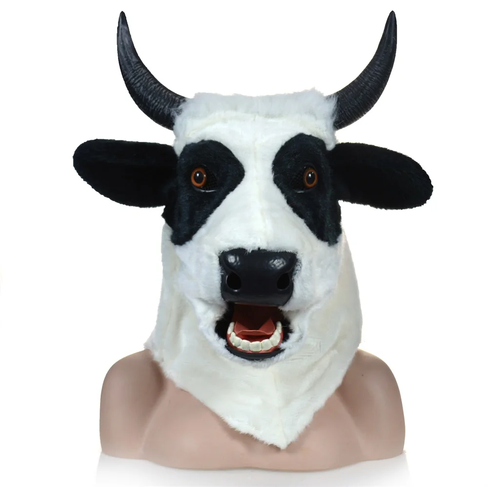 Animal head masks for party Cow moving mouth mask Halloween with mover
