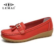 Lemai/женские туфли-лодочки; модные кроссовки; обувь из натуральной кожи; повседневная обувь с бахромой; круглый носок; большие размеры 35-41; женская обувь на плоской подошве