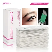 Lâminas tebor 100 pçs microblading sobrancelhas 14 flex agujas microblading lâmina de sobrancelha permanente maquiagem
