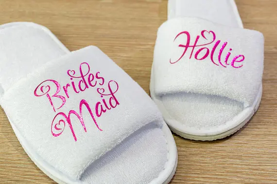 

personalized name fushia Bride spa slippers bridesmaid maid-of-honour slippers birthday Christmas birthday wedding party favors