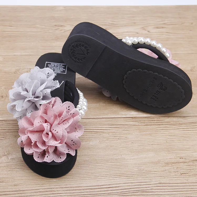 Chiffon Flower Sandal Hollow Platform Sandals Fashion Pearl Flip Flops Slippers Hot Sale Cheap Comfort Womens Shoes54