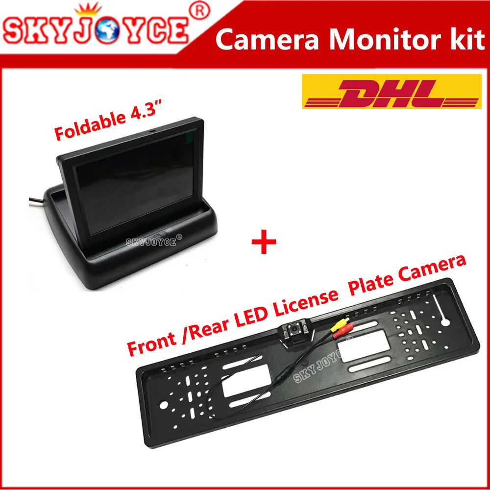 

10 X 4.3" Car monitor display CCD HD Car Parking Reverse Rear View Camera system EU RU License Plate Frame camera reverse Radar