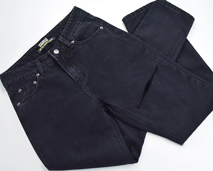 Повседневное прямо неэластичен отверстие Для женщин джинсы с середины талии черный женские прямые ботильоны-Длина джинсовые штаны - Цвет: Черный