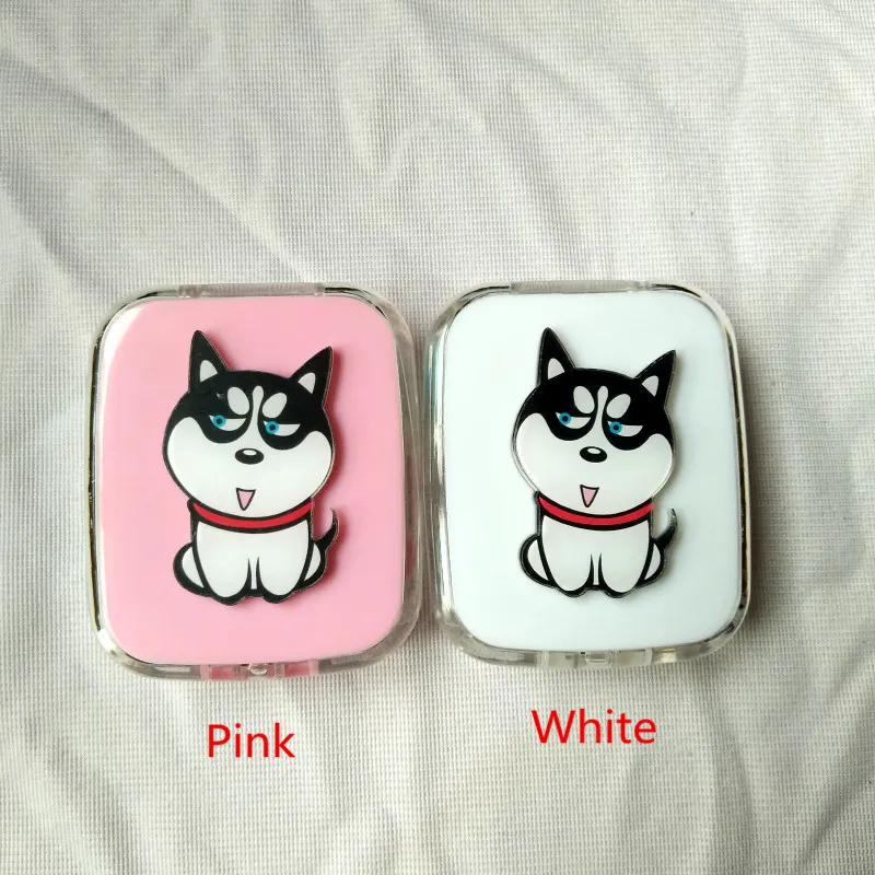 LIUSVENTINA DIY Acrylic Cute Pet Dog Siberian Husky Contact Lens Case with Mirror Box Container for Color Lenses Gift Boys | Аксессуары