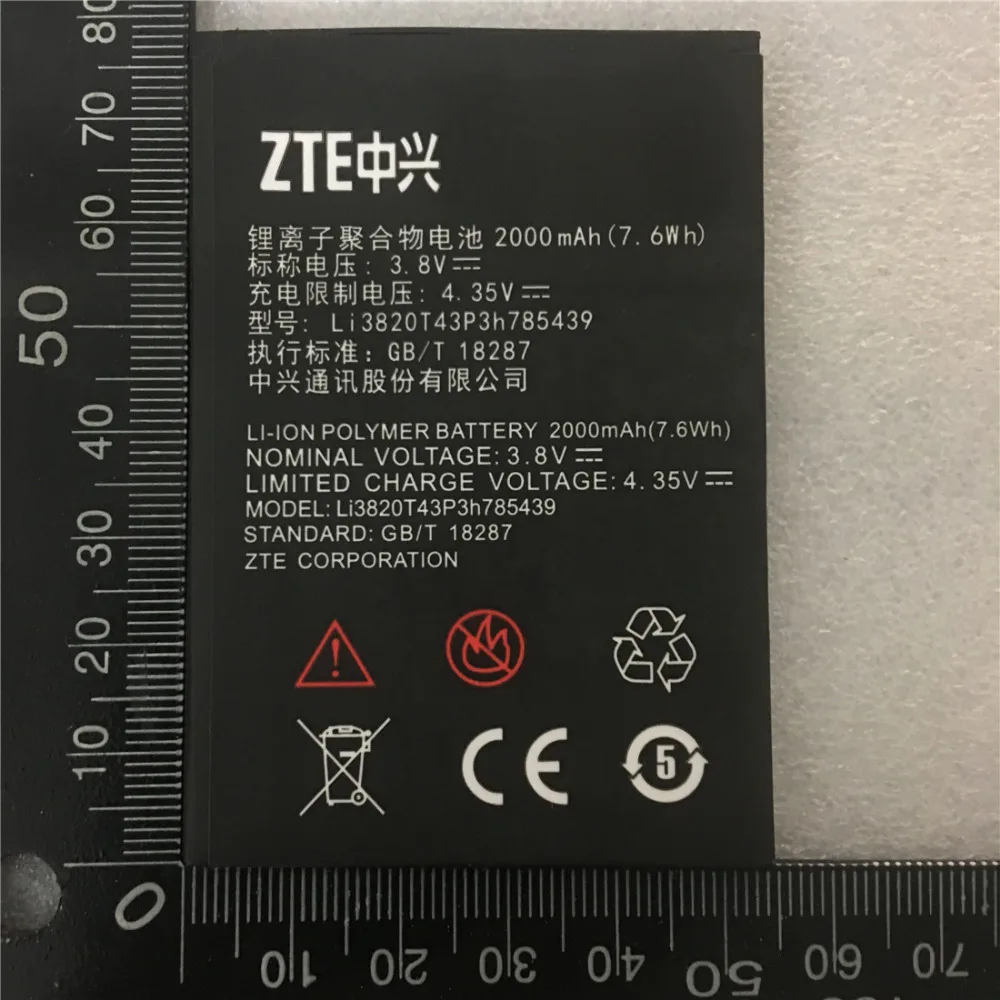 

High Quality Li3820T43P3h785439 2000mAH Original Phone Battery For ZTE Blade L3 L 3 Mobile Phone