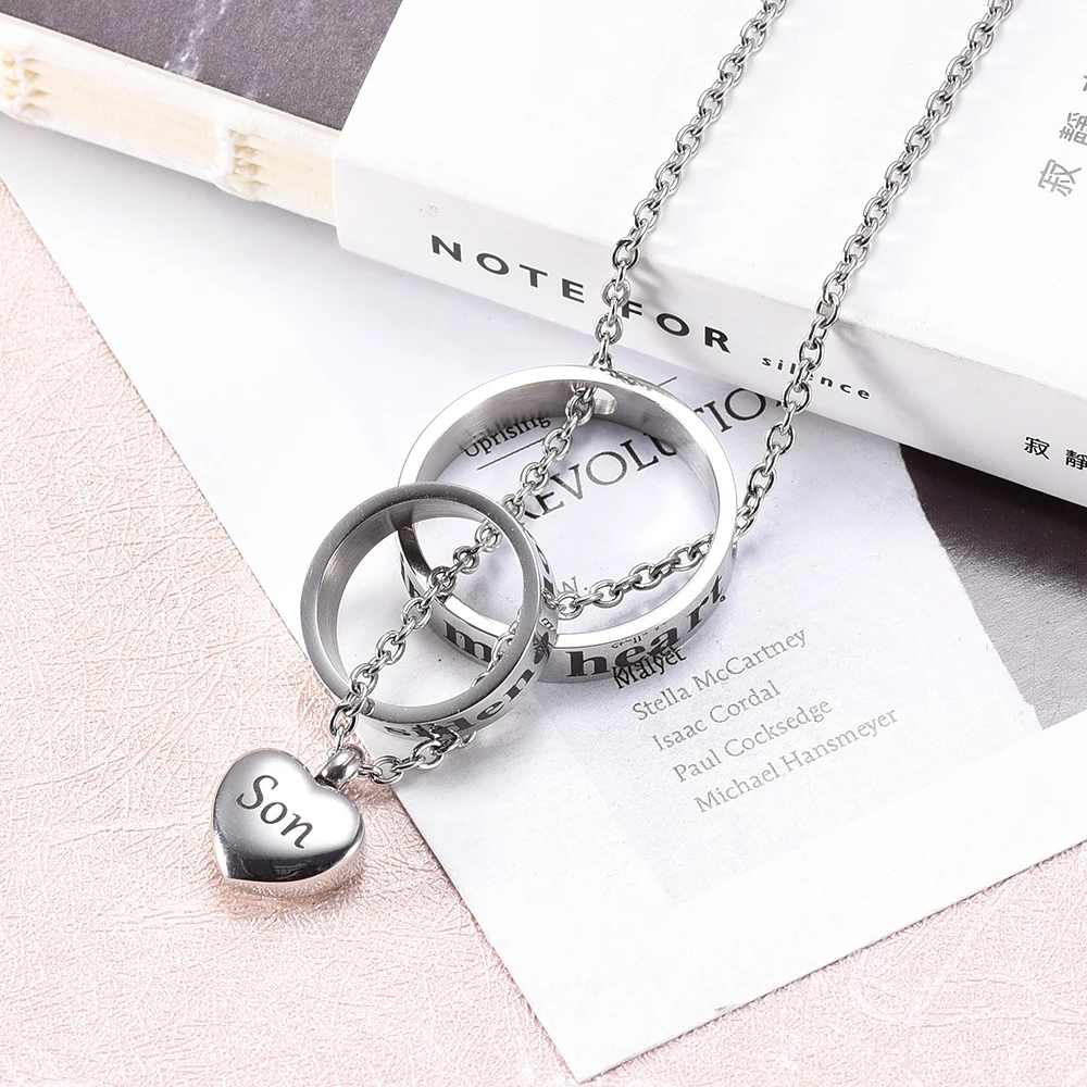 Forever By My Side Son Cremation Urn Necklace Memorial Ashes Holder