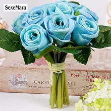 Искусственная Цветочная подделка Искусственные цветы мини рукописный 9 головы марокс Роза Бутон свадебный букет