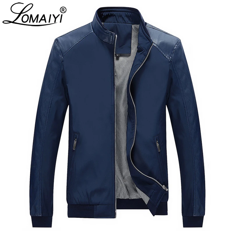 LOMAIYI Men's Casual Jacket Men Spring Autumn Slim Fit Business Coat Male 5XL Black Windbreaker PU Leather Bomber Jackets BM158 LOMAIYI Men's Casual Jacket Men Spring Autumn Slim Fit Business Coat Male 5XL Black Windbreaker PU Leather Bomber Jackets BM158