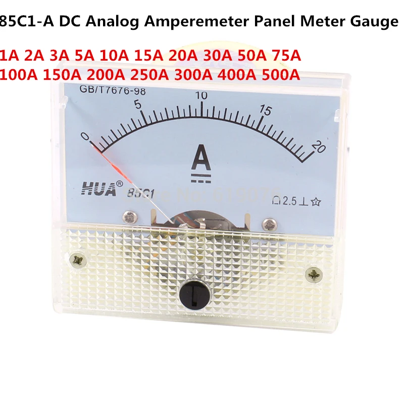 85C1 A DC Аналоговый амперметр измерительный прибор с панелью 1A 2A 3A 5A 10A 15A 20A 30A 50A