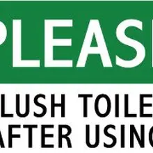 Пожалуйста, унитаз после использования, 100x60 мм, самоклеющаяся этикетка, код товара PL10