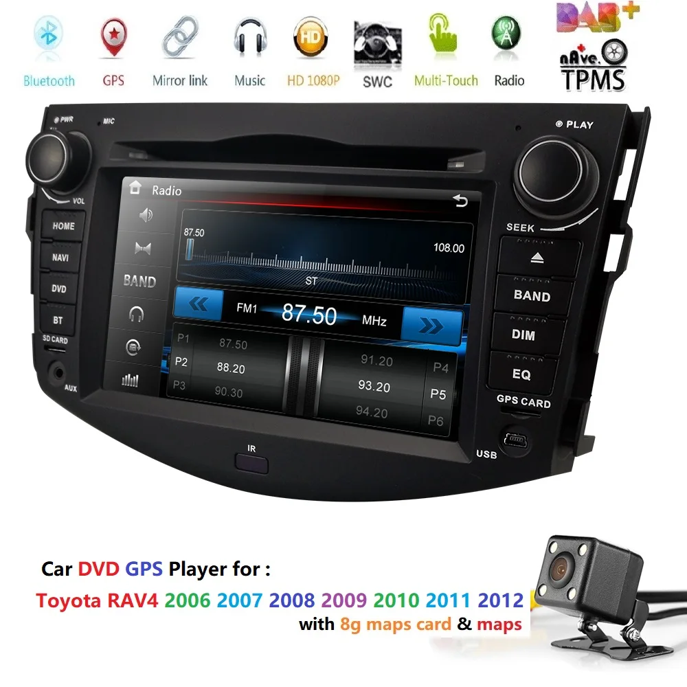 

2 Din Car Multimedia Player Car DVD Player Radio Stereo For Toyota RAV4 2006-2011 GPS Navigation SWC DAB+Mirror Link moto PC Cam