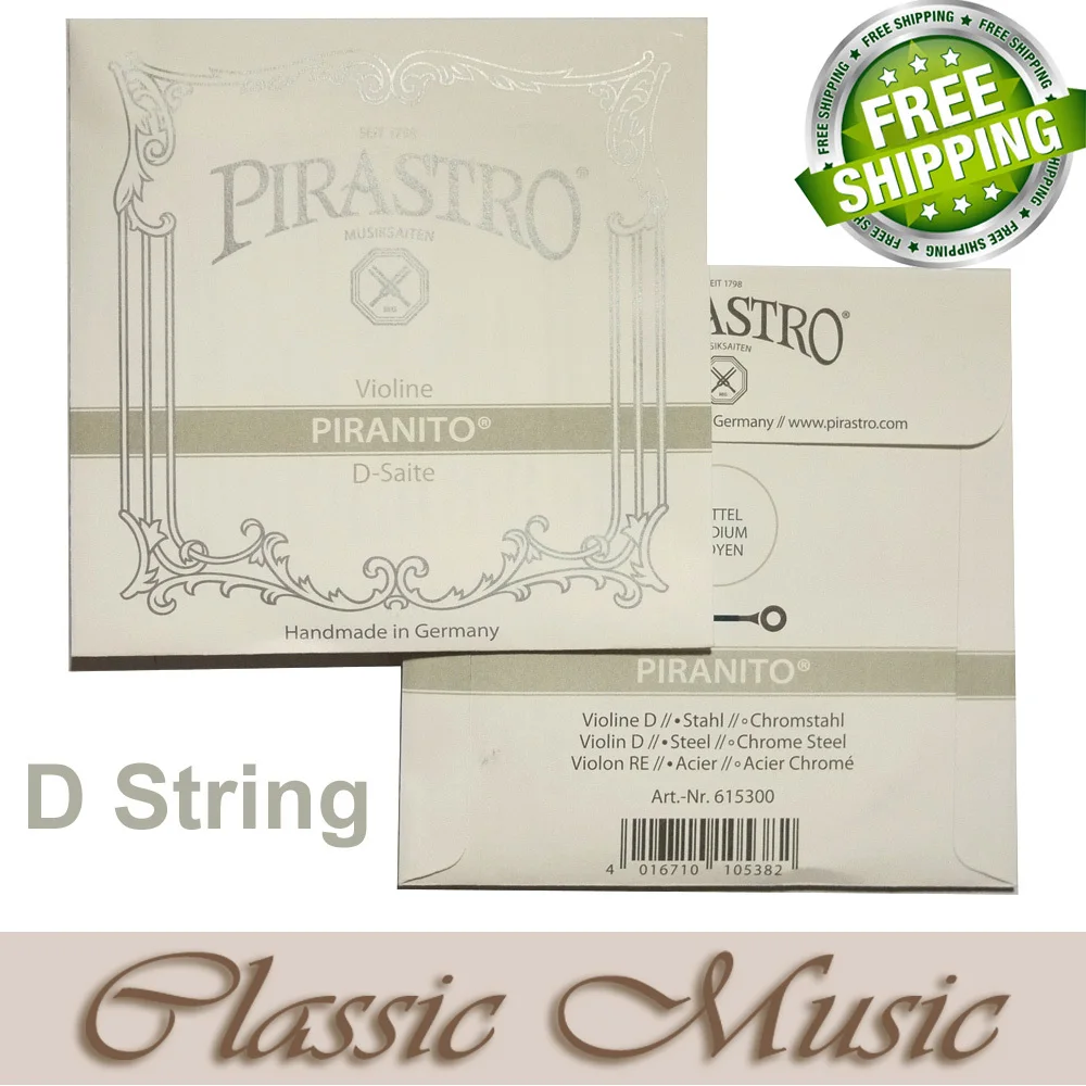 

Free shipping ,Pirastro piranito Violin String, D String(615300) ,4/4 ,Ball End .made in Germany