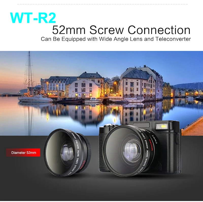 Высококачественная подарочная камера WT-R2 full hd 1080p max 24mp цифровая камера 8,0 MP cmos сенсор
