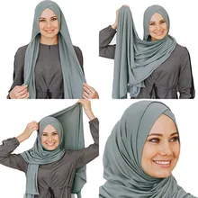 Women's Elegant Modest Muslim Islamic Scarf Ramadan Soft Lightweight Jersey instant Hijab Long Headscarf Easy Ready to wear