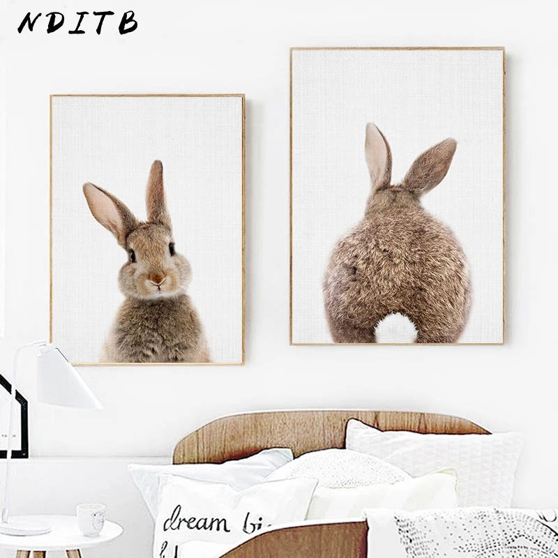 Affiche En Toile Avec Les Animaux Du Bois Pour Chambre De Bebe Et D Enfant Tableau Artistique Mural Peinture Minimaliste Aliexpress