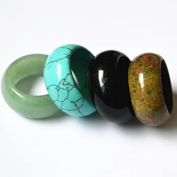 

10pcs Colors Mix natural stone smooth multicolor Opal fashion finger rings jewelry for women men 12MM 17# 18# 20# Wholesale 22#
