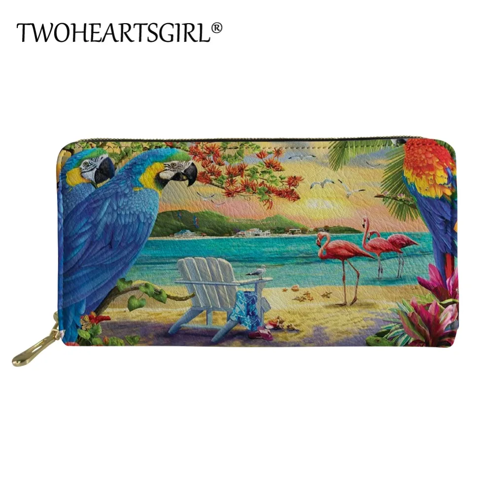 

Twoheartsgirl Parrots Print Women Long Wallet and Purse Casual Card Holder Women Clutch Handbag Money Wallet Billetera De Mujer