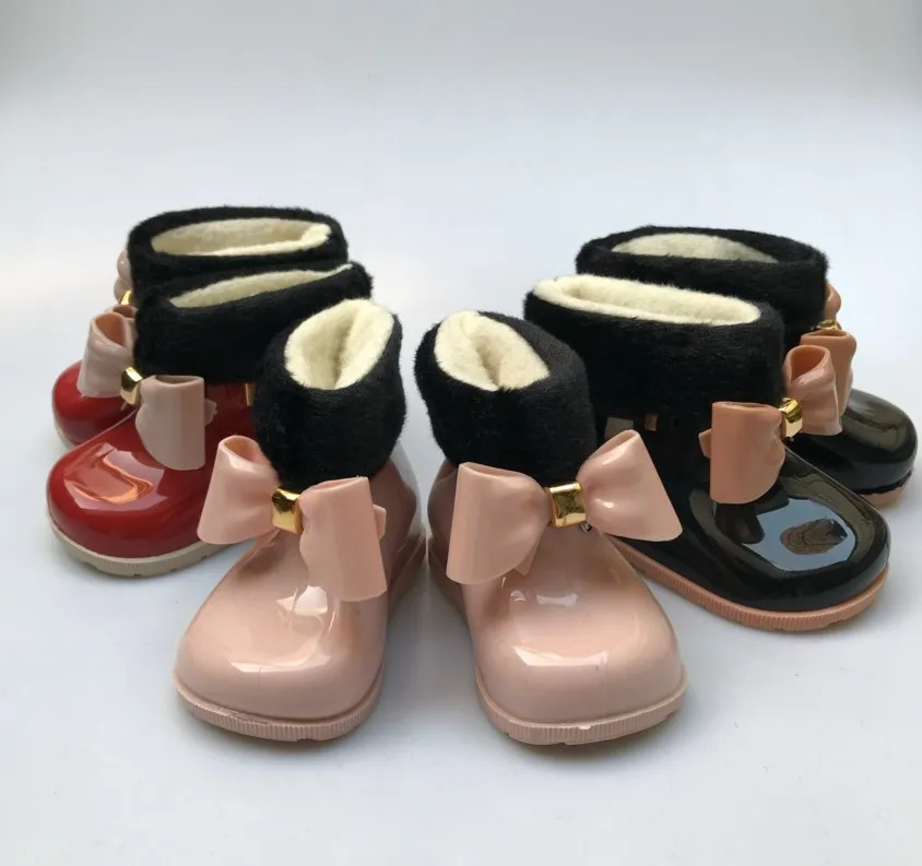 Mini Melissa/ г.; милые резиновые сапоги с бантом; пластиковые сандалии для девочек; детская водонепроницаемая обувь; детские сандалии; непромокаемые сапоги для девочек