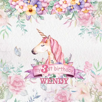 

Custom Vinyl Children Birthday Unicorn Baby Shower Photo Background 5x7ft Photography Backdrops for Photo Studio