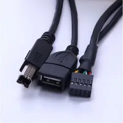 Материнская плата 9pin USB женщина к USB Женский + принтер Порты и разъёмы USB 2.0 B/M Splitter Y кабельного шнура 50 см PC DIY