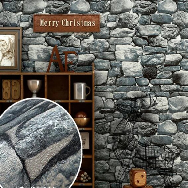 beibehang Papel De Parede Stone Wallpaper Simulation Retro Faux Rock 3d