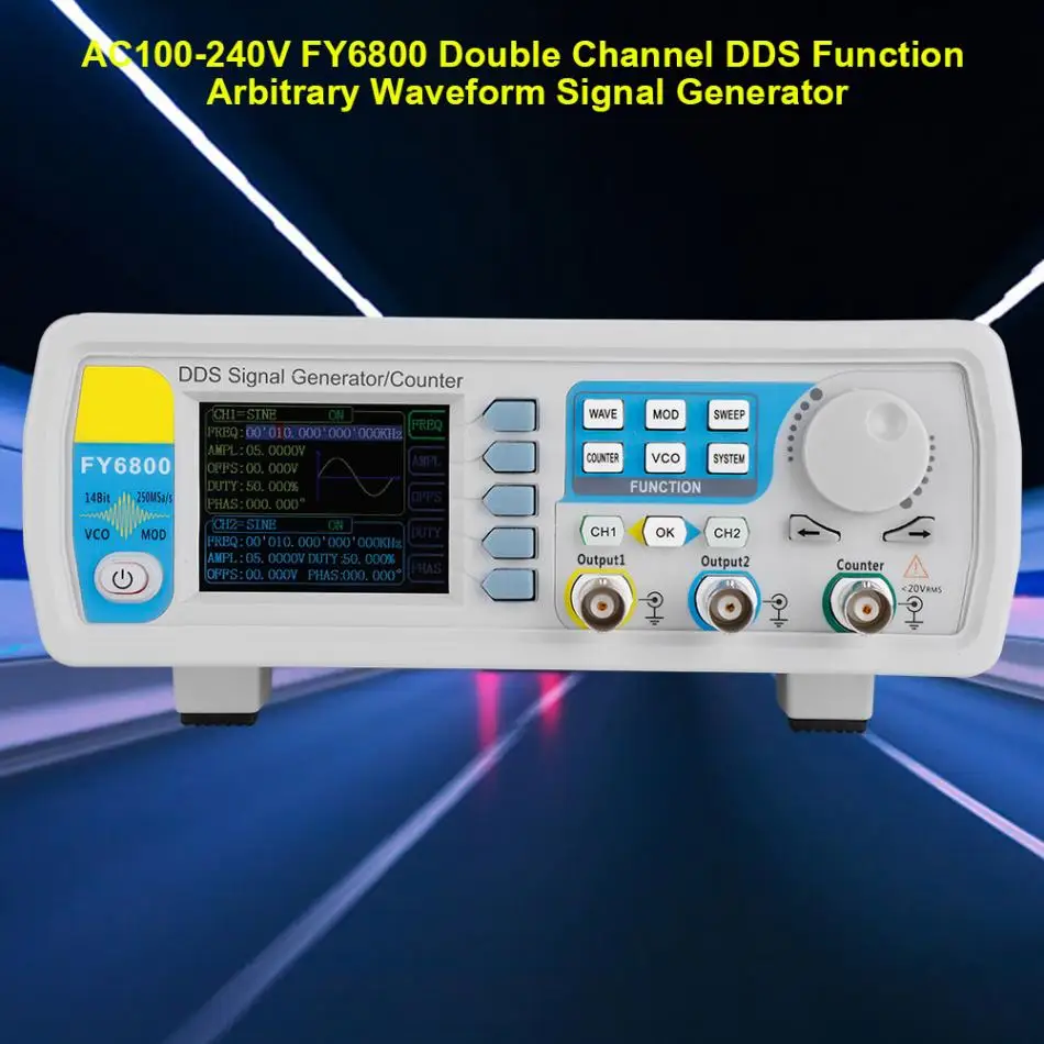 AC100-240V FY6800 двухканальный DDS функция произвольной формы генератор сигналов