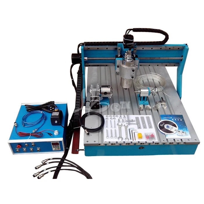 

Factory supply cnc cutting machine big work area with rotary axis 6090 1.5KW z axis 120mm Linear guide rail