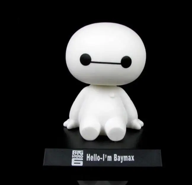 

1pcs Big Hero 6 Baymax Toy Model Dolls figma 12cm Lovely Cute Automobile Head Shaking Action Figure World Action