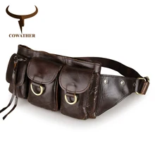 COWATHER Высококачественная нагрудная сумка из натуральной кожи дизайн Винтажный первый слой из воловьей кожи поясные сумки J3014