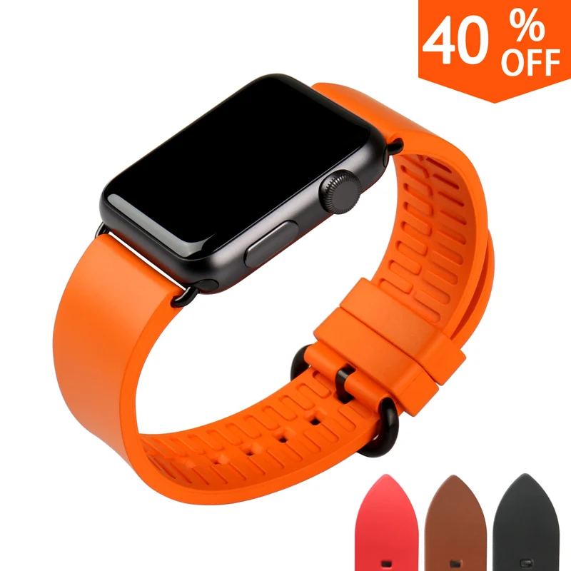 MAIKES New watch accessories orange rubber watchbands bracelet for sports apple watch band 42mm 38mm men