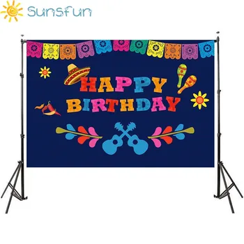 

Sunsfun Mexico Fiesta Theme Backdrop Coco Birthday Party Photography Background Party Supplies Banner Fiesta Event Decoration