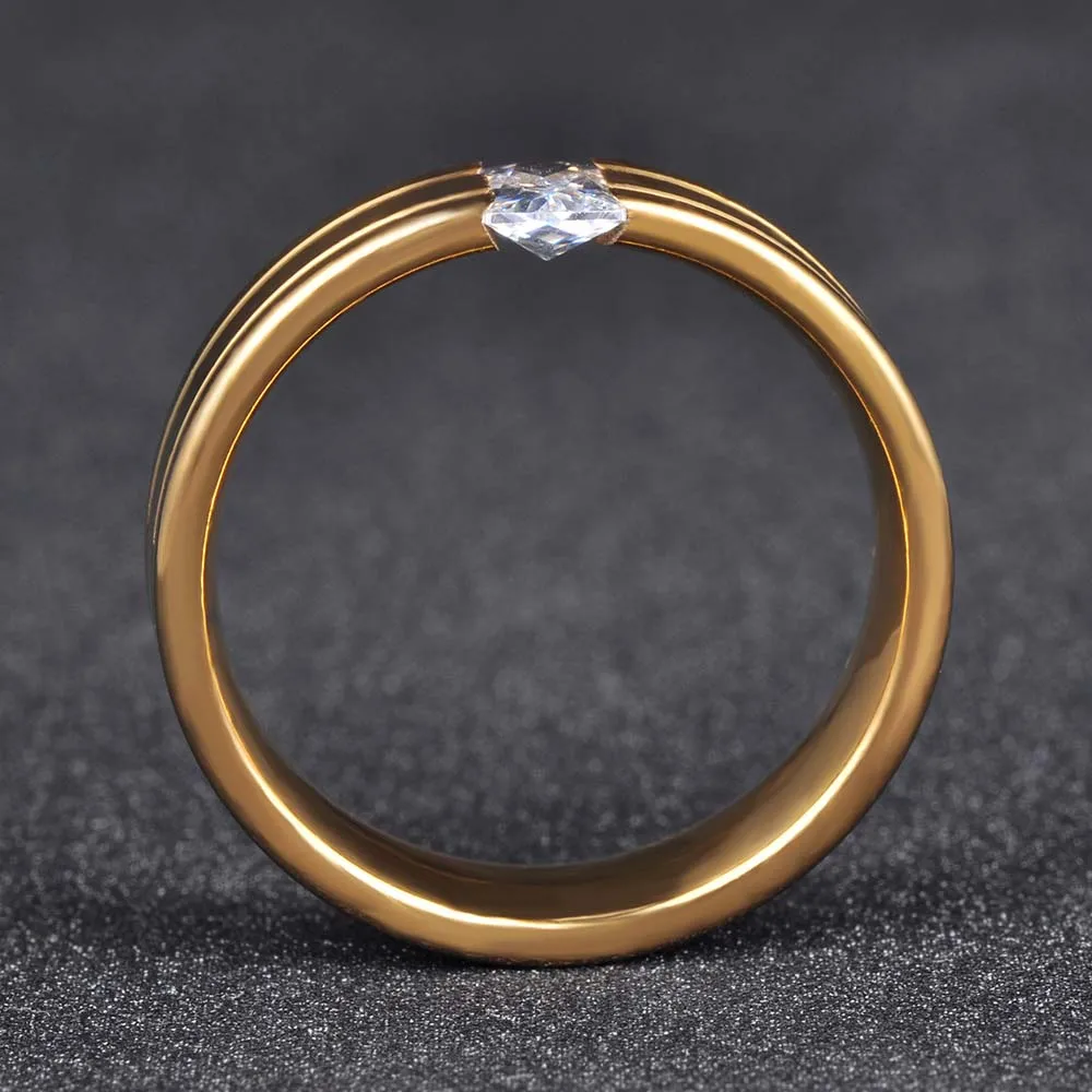 ZooMango, Настройка канала, одиночные кольца с кристаллами CZ, золото, цвет 316L, нержавеющая сталь, обручальное кольцо, ювелирное изделие, подарок ZR17149