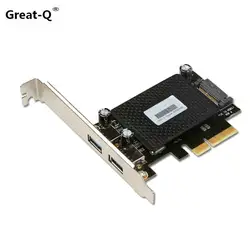 Great-Q 2 порта USB 3,1 PCI express Card райзер-карта Pcie pci-e 4x к usb3.1 type-A адаптер SuperSpeed 10 Гбит/с питанием SATA