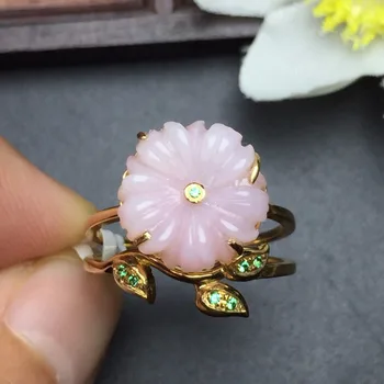 

Fine Jewelry Real 18K Yellow Gold AU750 100% Natural Pink Opal Gemstone Female Rings for Women Fine Ring