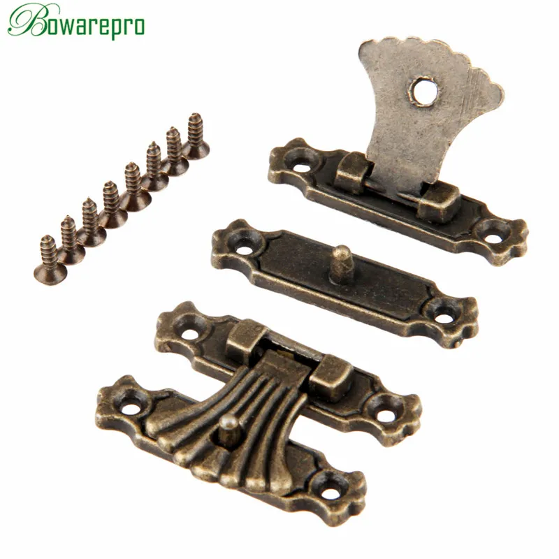 Antique Bronze Hasps Jewelry Wooden Box Case Toggle Hasp Latch Vintage Hardware Furniture Accessories + Screws 37*27mm*2