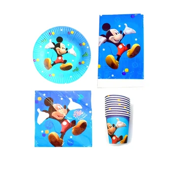 

61pcs \ lot Mickey Mouse Child Like Table Cloth Napkins Cup Plate Party Party Supplies Pair Napkin Decorative Cardboard Cup