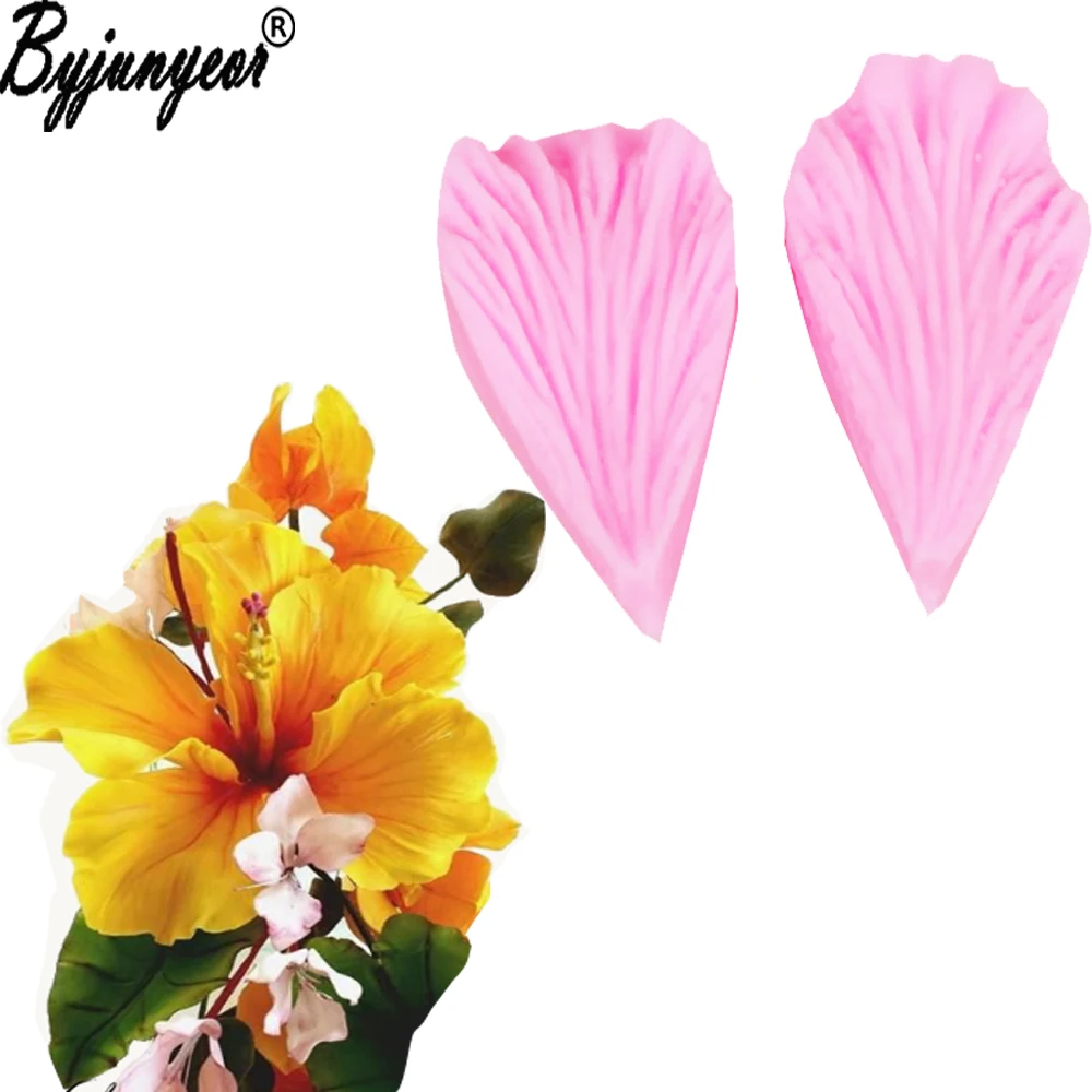 

Hibiscus Petal Flower Veiner Mould Cake Decorating Tools Fondant Mold Baking Cake DIY Silicone Fondant Mold