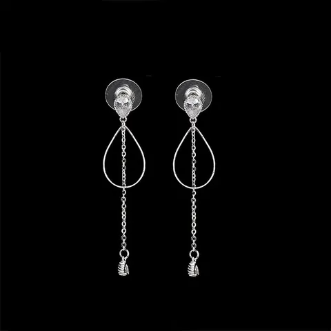 Temperament Hollow Water Drop Earrings Crystal Zircon Long Tassel Dangle Earrings for Women Lady Wedding Party Jewelry