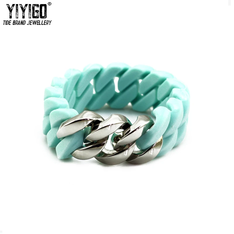 

Original Tide Brand Titanium Steel Bracelet Wristband Green Twist Bracelet Mint Blue Silicone Bracelet