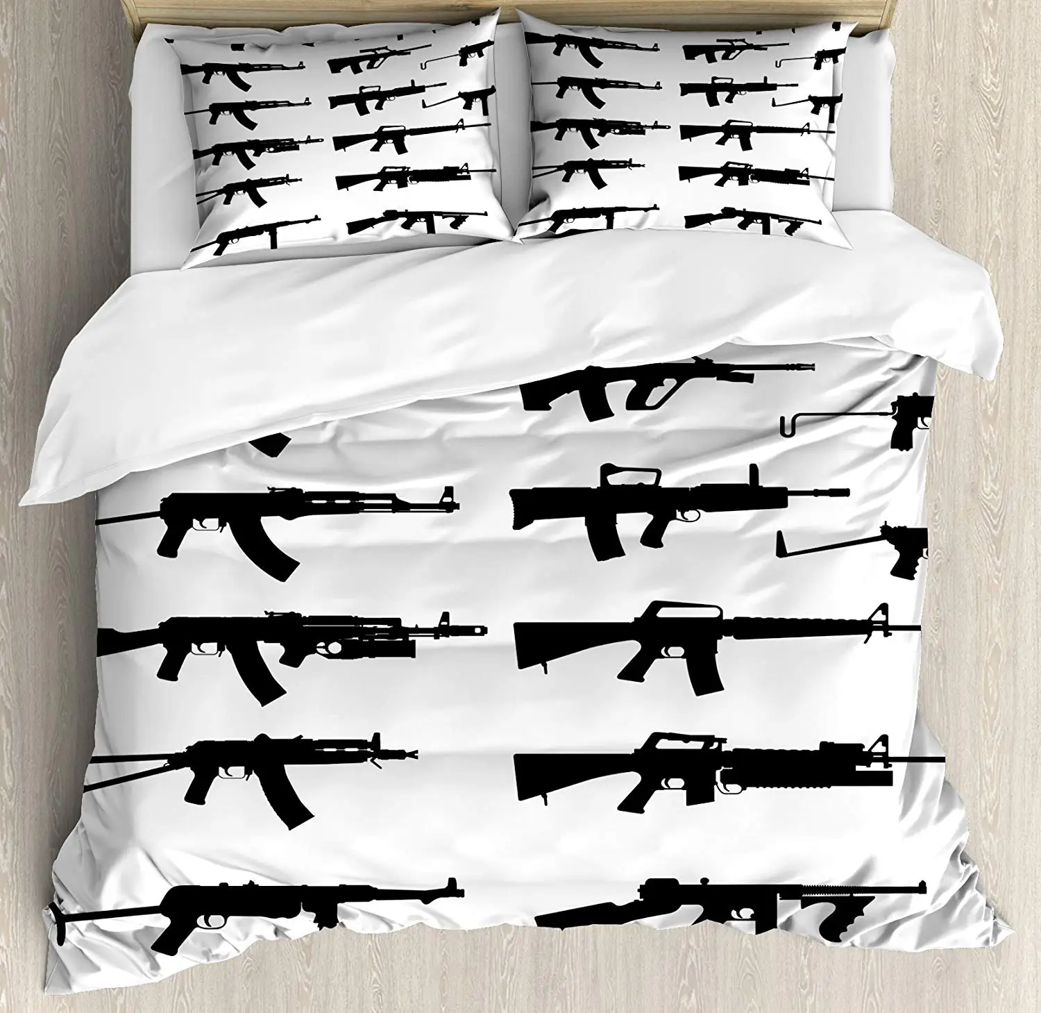Military Duvet Cover Set Silhouette Various Size Guns Weapons Pistols Revolvers War Army Power Concept Bedding Set Set Military Duvet Cover Set Silhouette Various Size Guns Weapons Pistols Revolvers War Army Power Concept Bedding Set Set